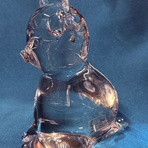 Goldwaters Vintage Clear Art Glass Lead Crystal Cat Figurine From Sweden
